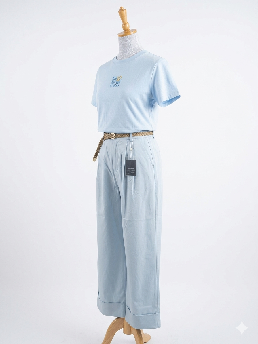 Monochromatic Azure: The Loewe Anagram & Pleated Trouser Set